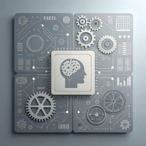 AI Dialog — иконка блога в графитовом стиле с элементами искусственного интеллекта