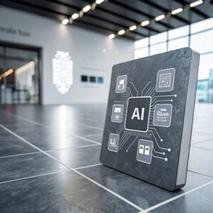 AI Dialog — квадратная графитовая иконка блога без текста с элементами искусственного интеллекта